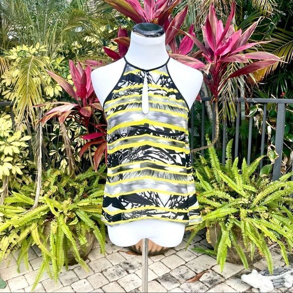 Parker Lime Splash Split Back Sleeveless Blouse - Picture 2 of 7